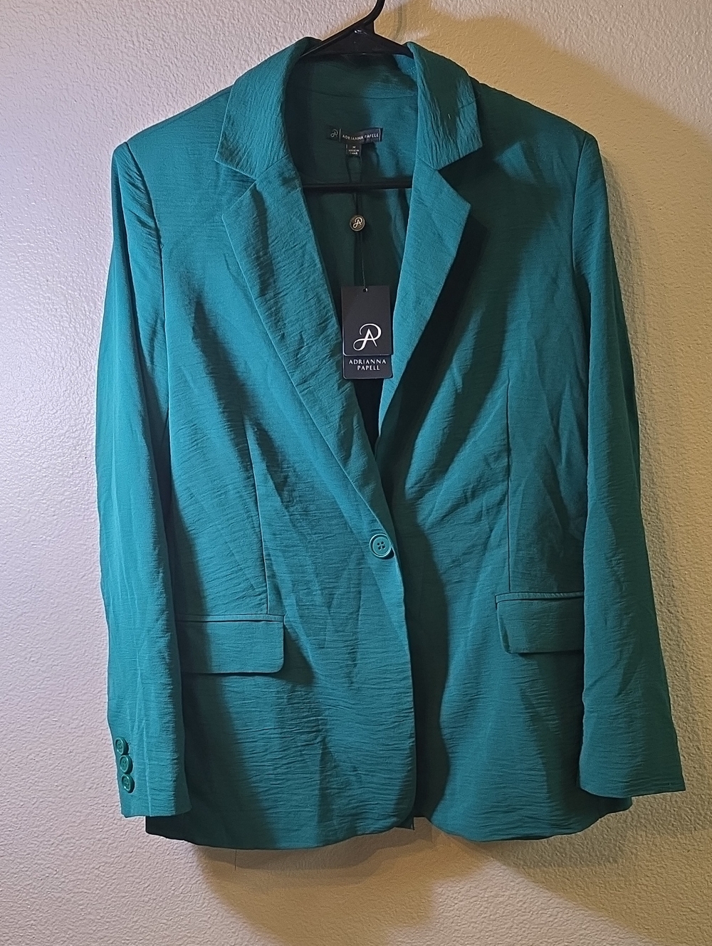 Adrianna Papell Teal Green Women's Single-Button Blazer
